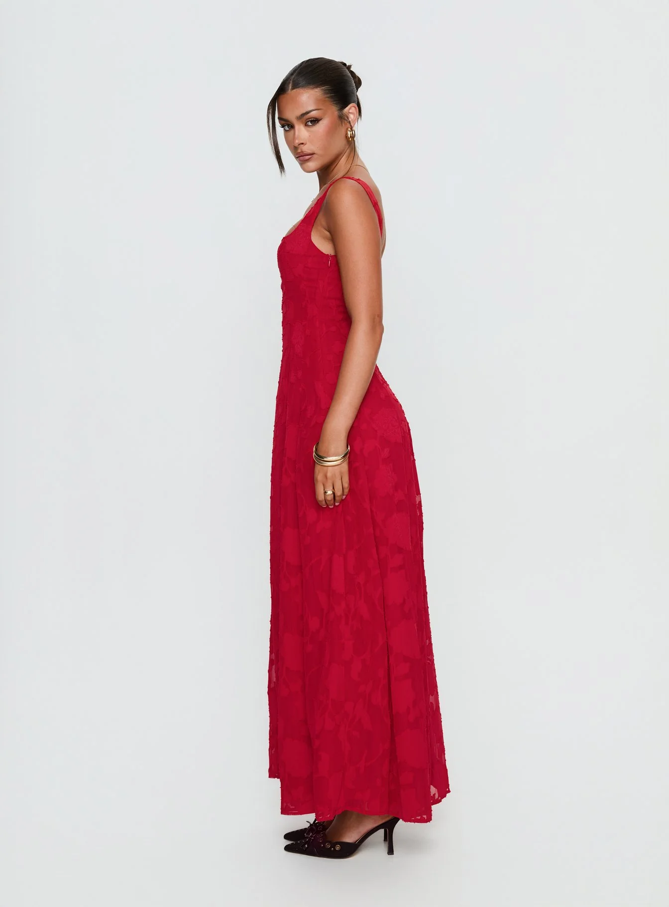 Margaux Burnout Maxi Dress Red - Image 3