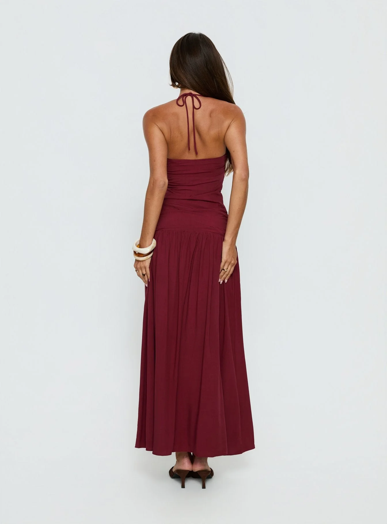 Marguerite Halter Maxi Dress Ruby Wine - Image 4