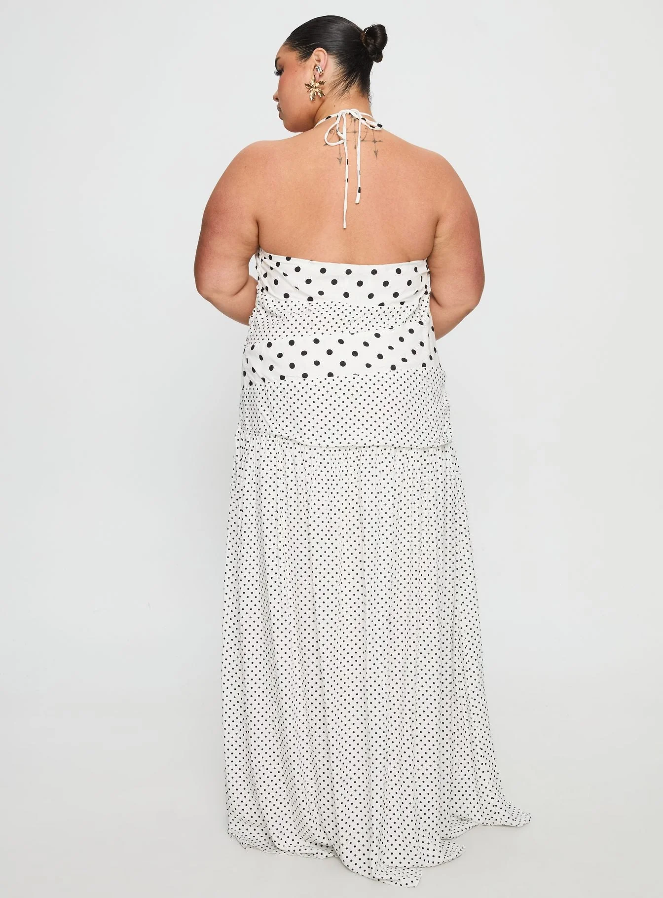 Marguerite Halter Maxi Dress White Polka Curve - Image 5