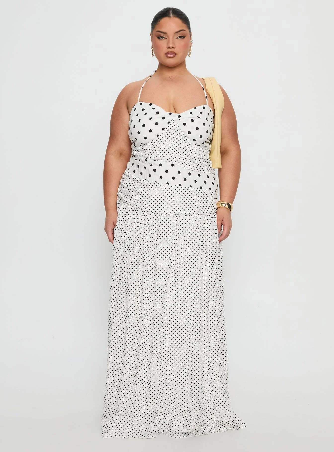 Marguerite Halter Maxi Dress White Polka Curve - Image 7
