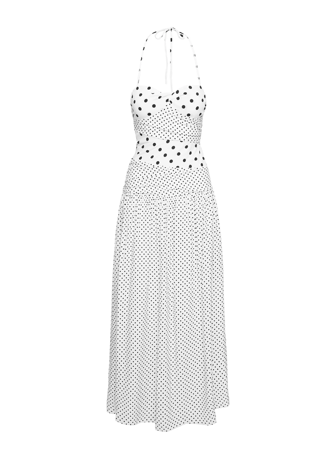 Marguerite Halter Maxi Dress White Polka Petite - Image 5