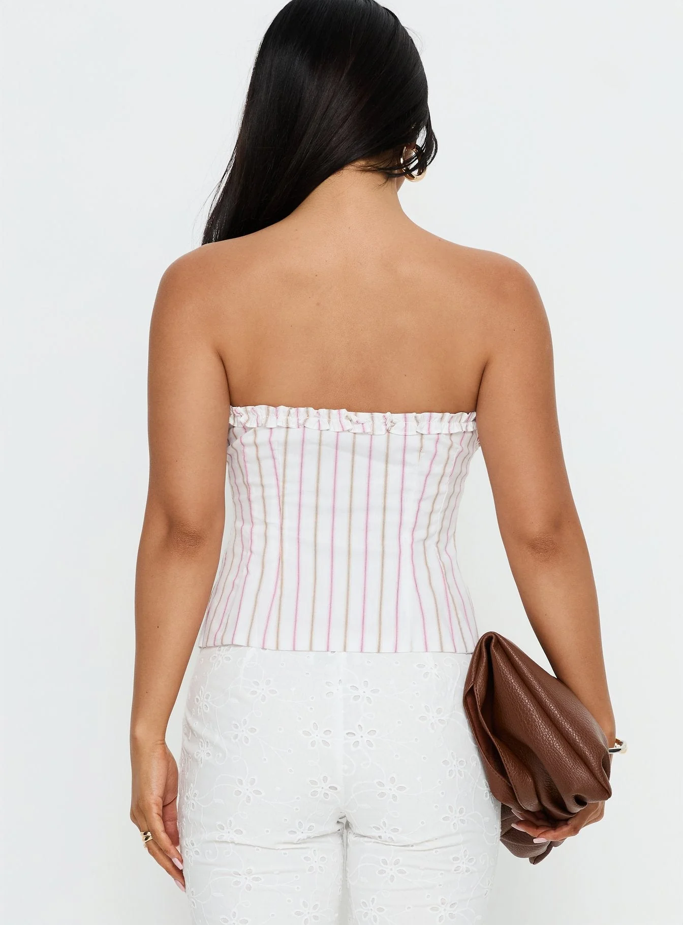 Mariele Strapless Frill Top Pink Stripe - Image 5