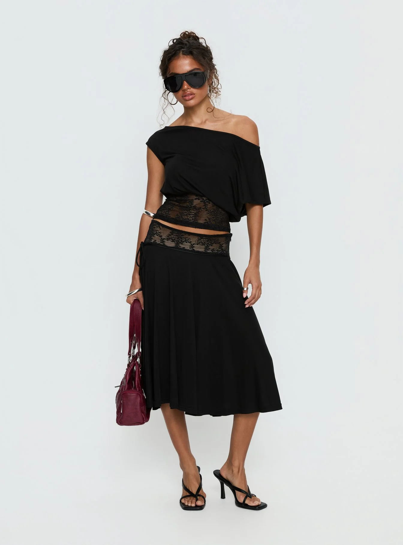 Marienna Lace Midi Skirt Black - Image 3