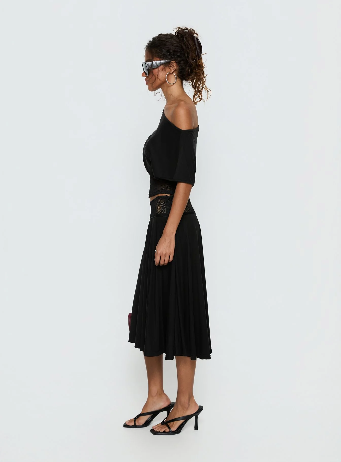 Marienna Lace Midi Skirt Black - Image 4