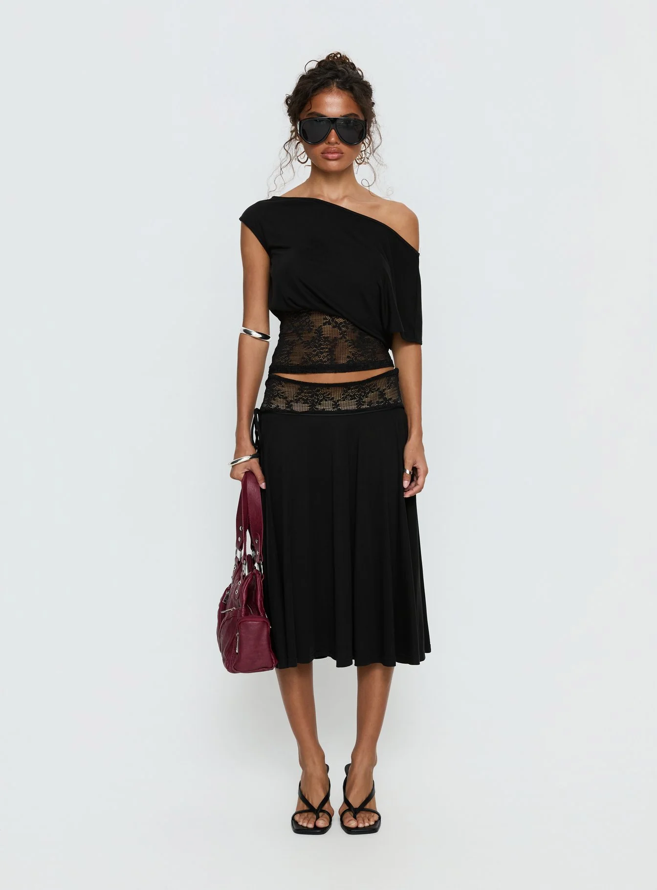 Marienna Lace Midi Skirt Black - Image 7