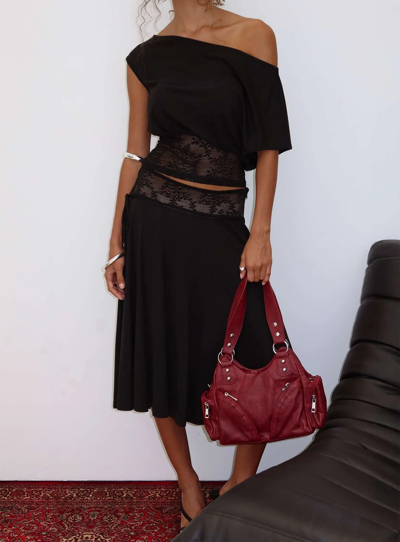 Marienna Lace Midi Skirt Black - Image 8