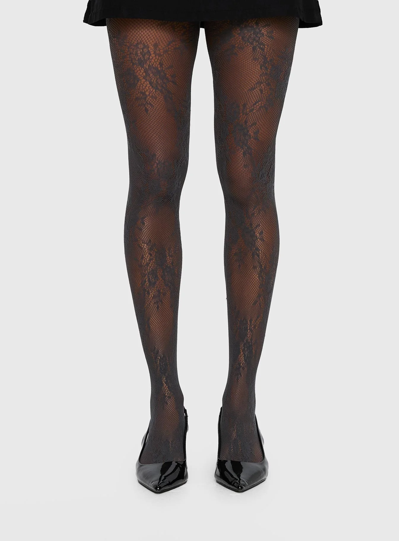 Marigolde Sheer Lace Tights Grey - Image 2