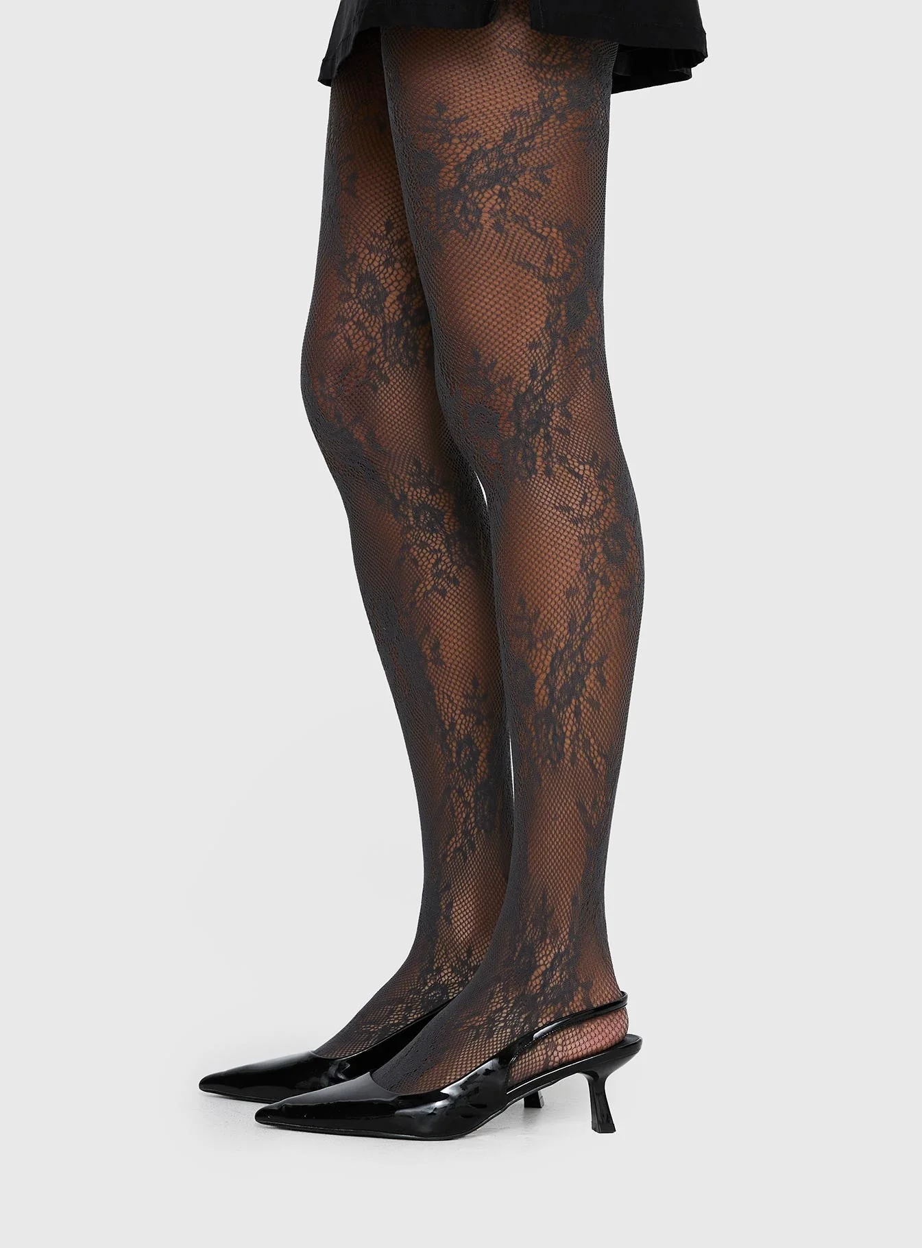 Marigolde Sheer Lace Tights Grey - Image 3