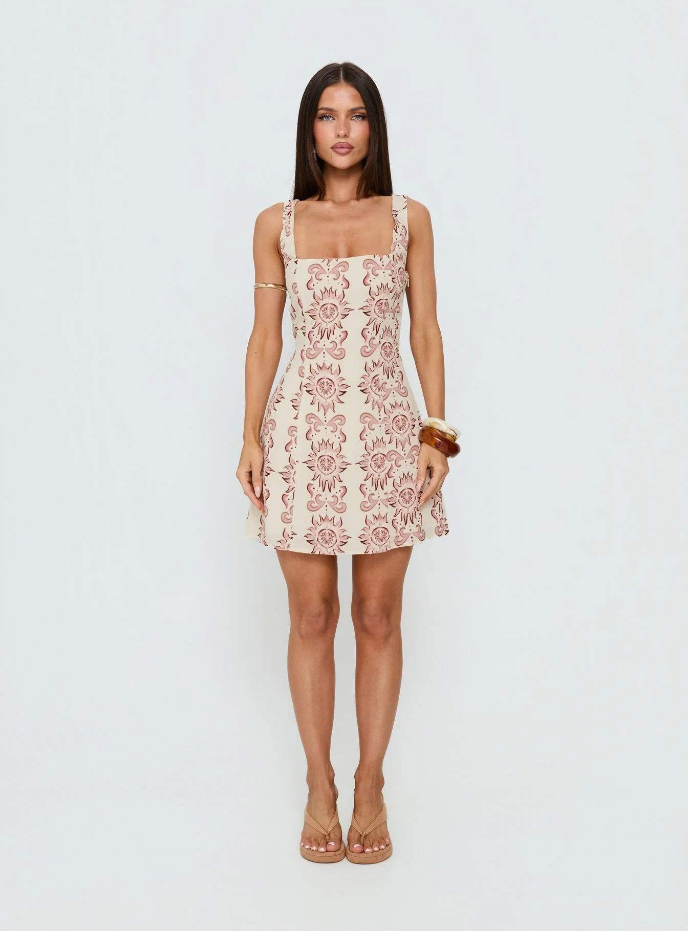 Maris Mini Dress Cream / Pink Petite - Image 7