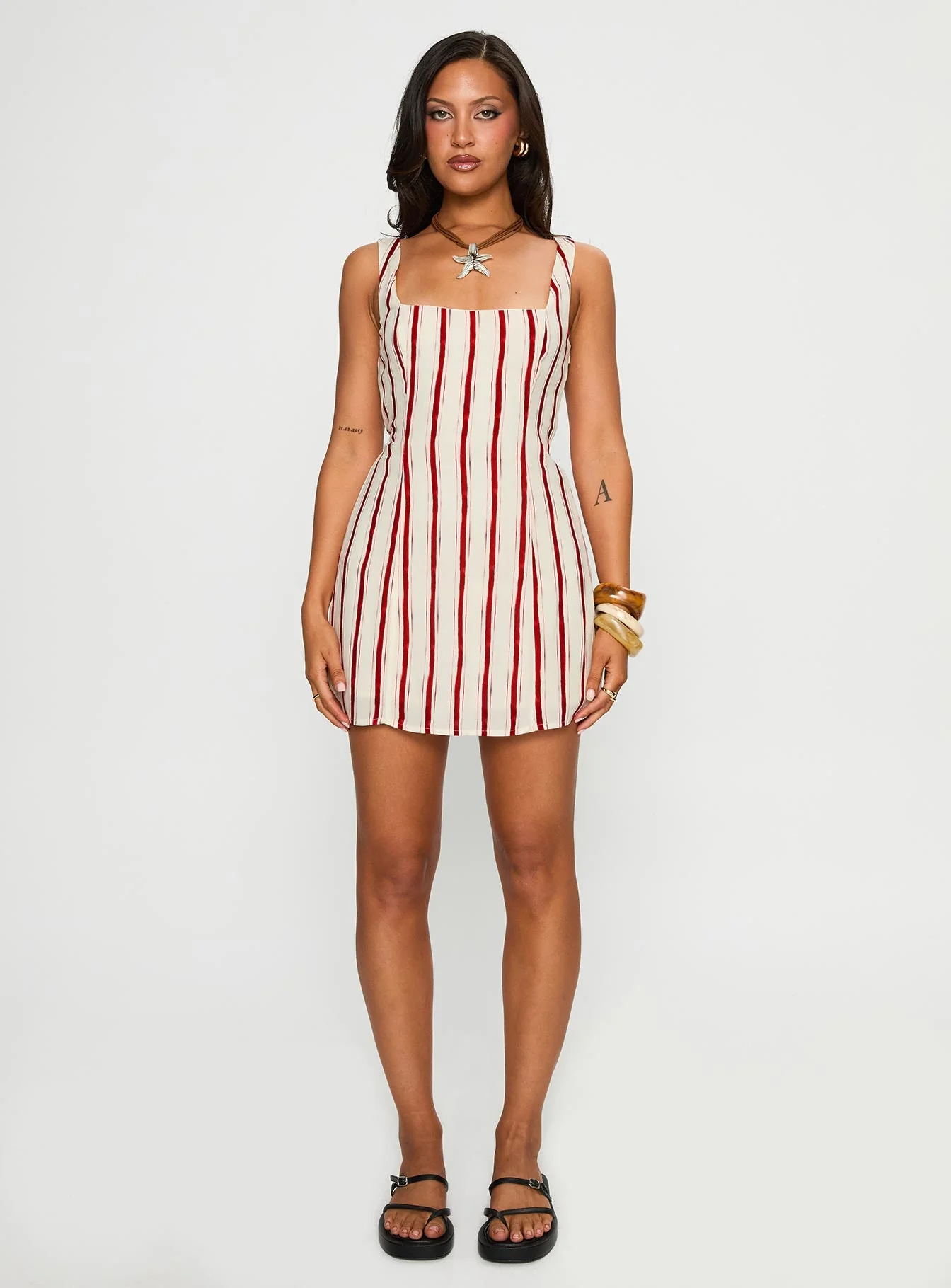 Maris Mini Dress Red Stripe - Image 6