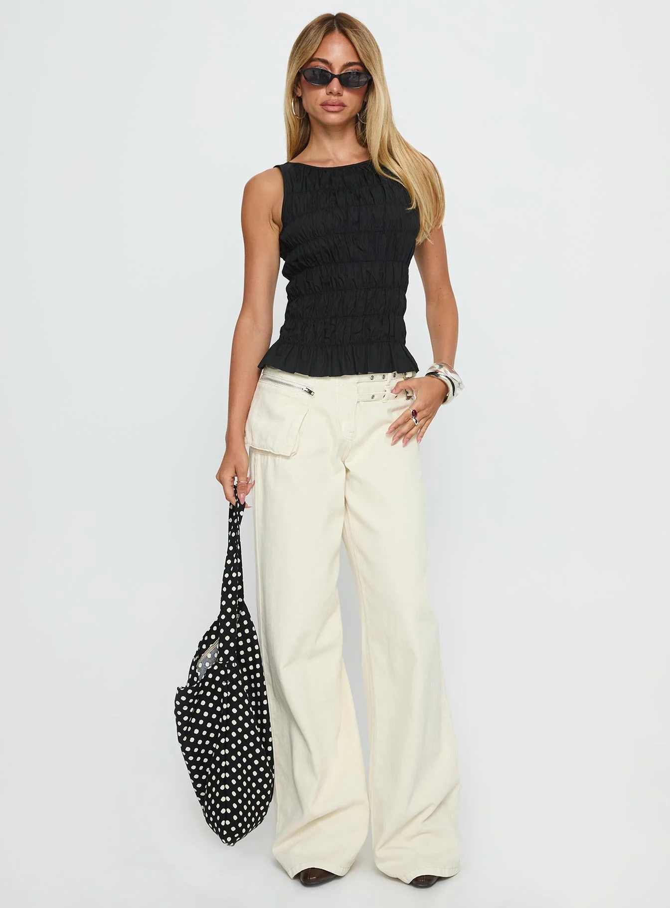 Marleene Shirred Top Black - Image 2