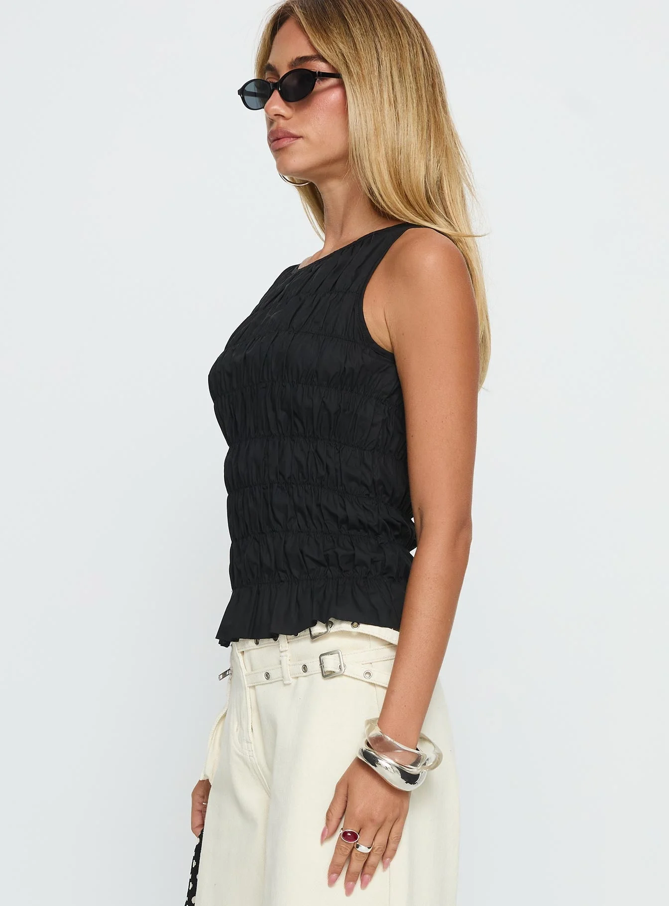 Marleene Shirred Top Black - Image 3