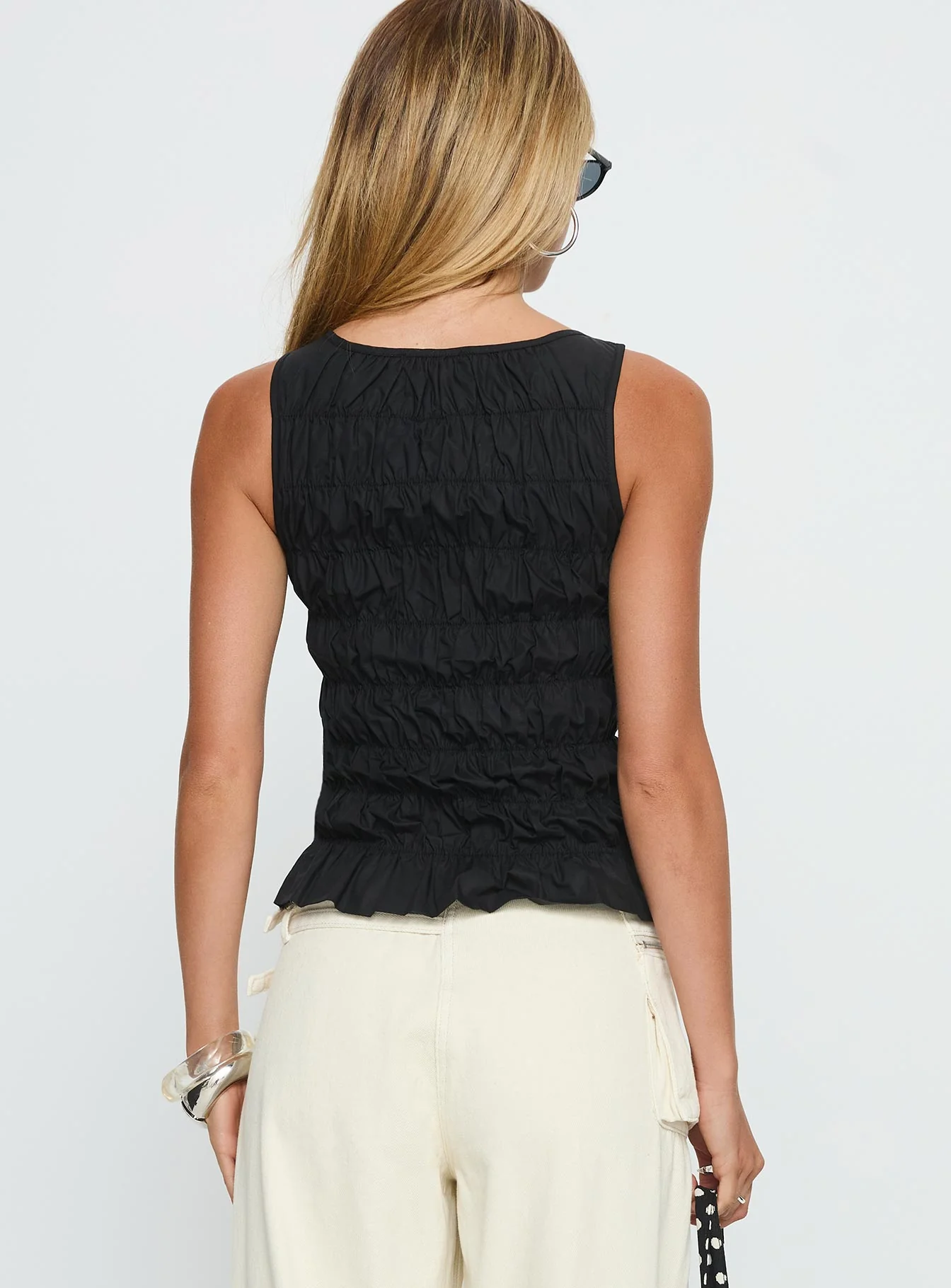 Marleene Shirred Top Black - Image 4
