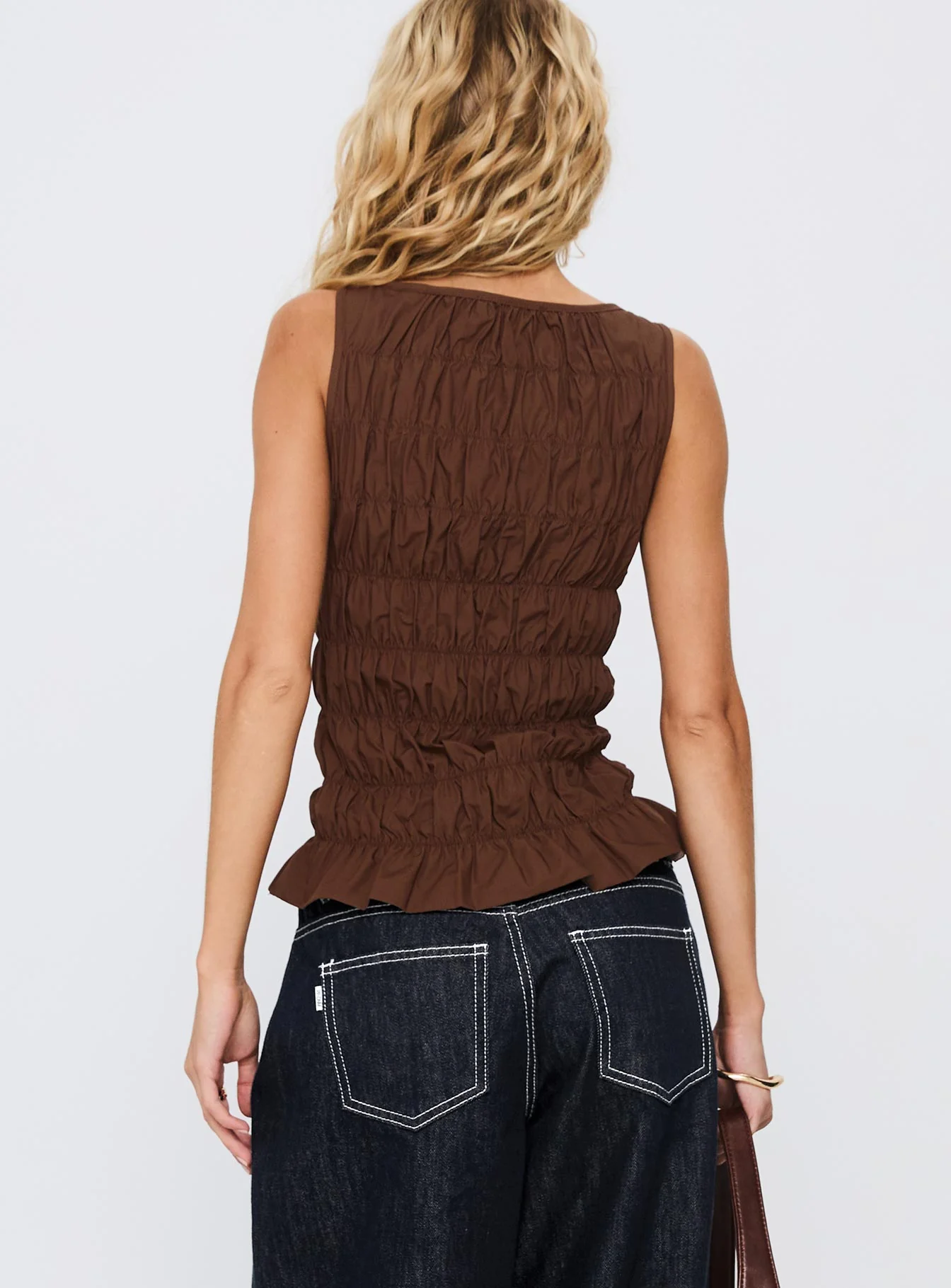 Marleene Shirred Top Chocolate - Image 5