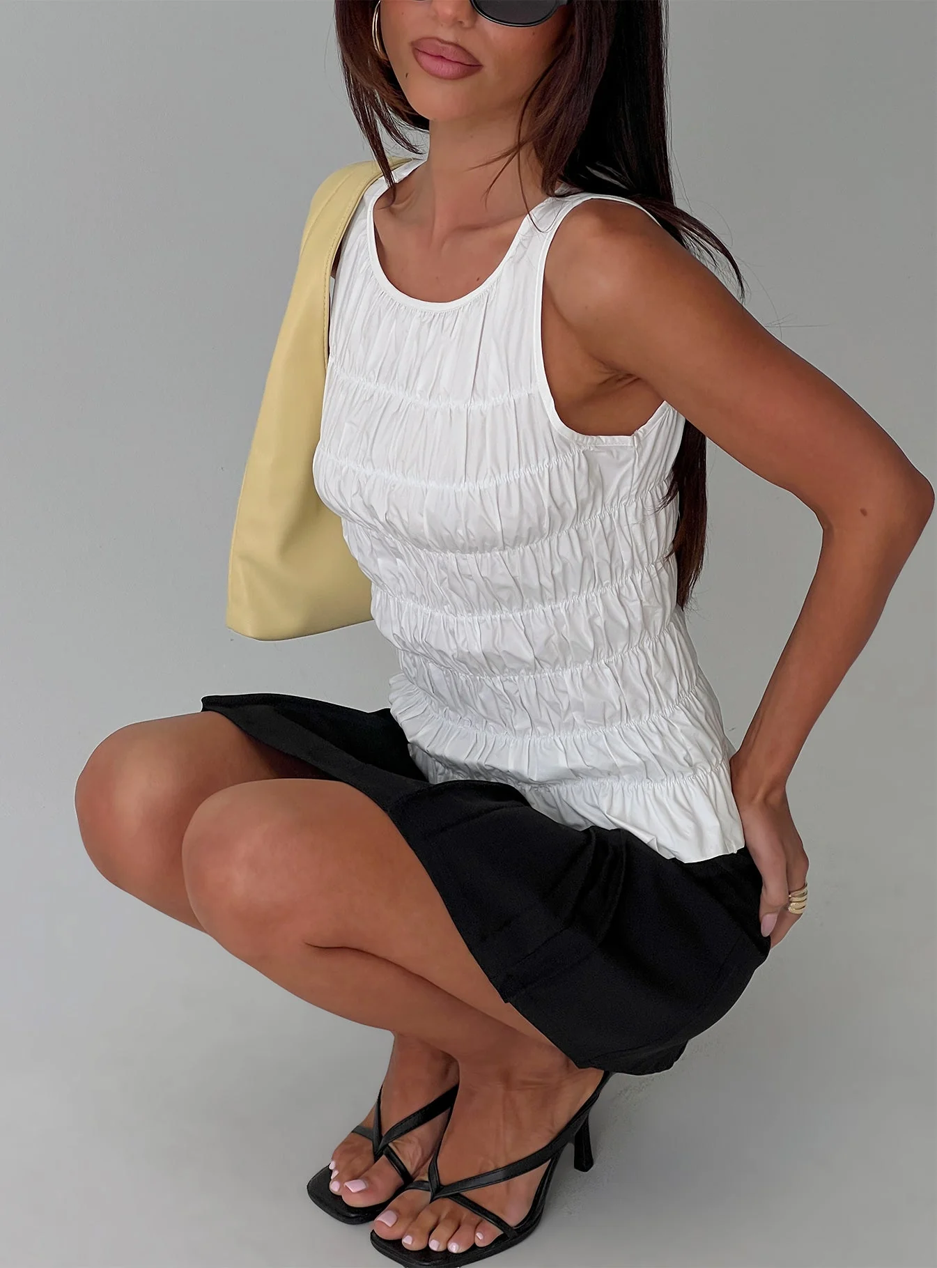 Marleene Shirred Top White