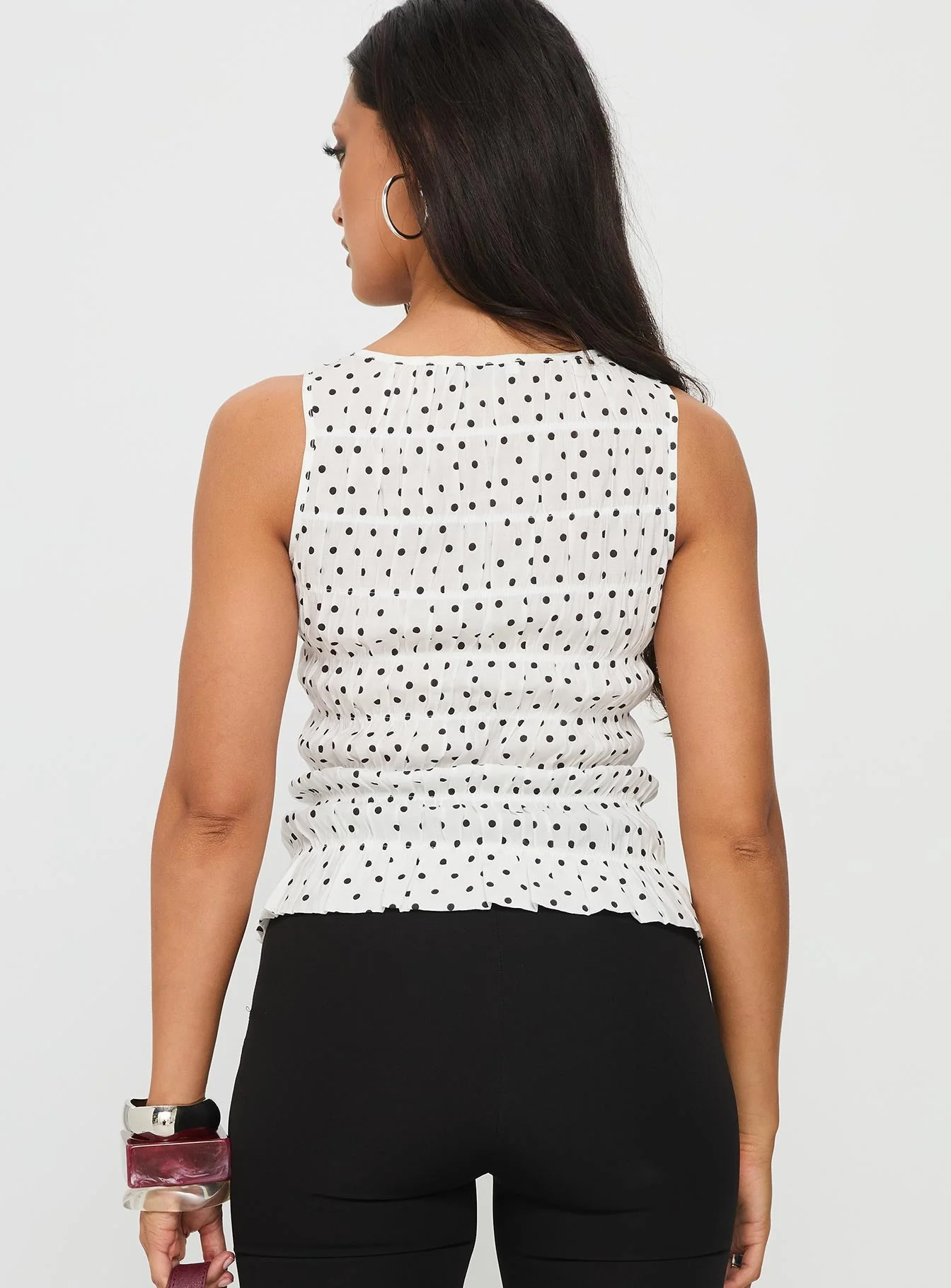 Marleene Shirred Top White Polka - Image 5