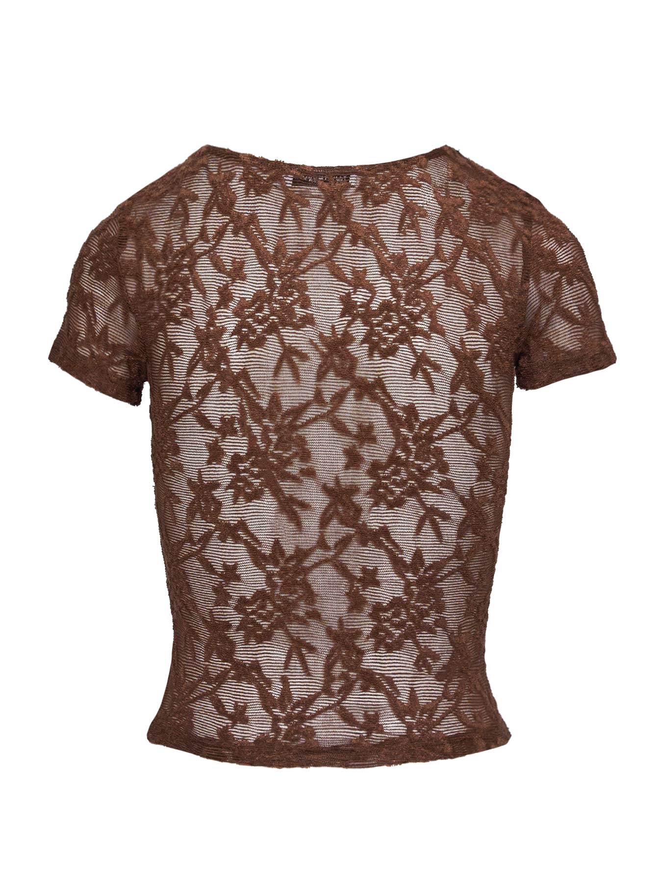 Martine Sheer Short Sleeve Top Brown - Image 6