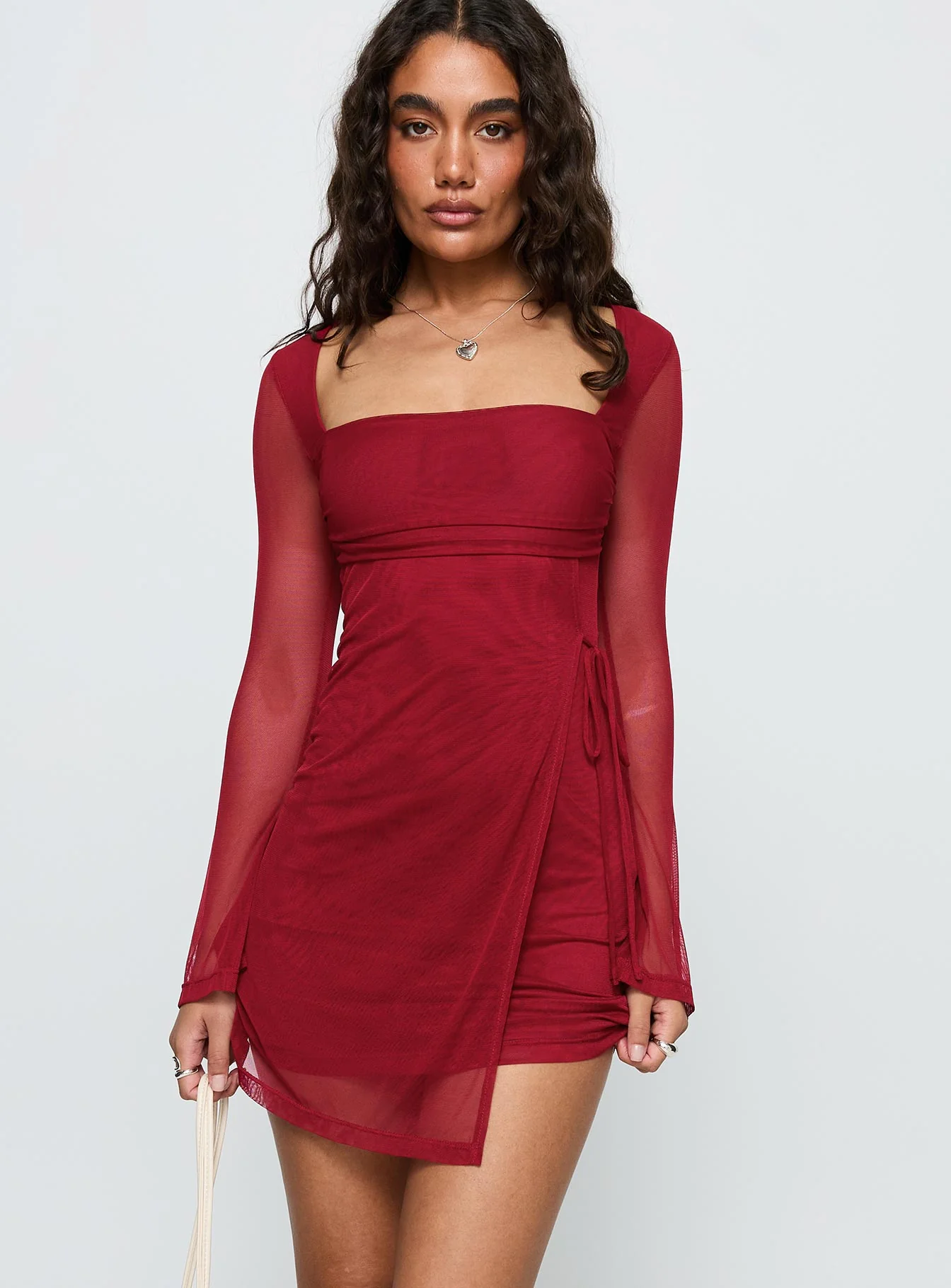 Martinez Long Sleeve Mini Dress Currant - Image 2