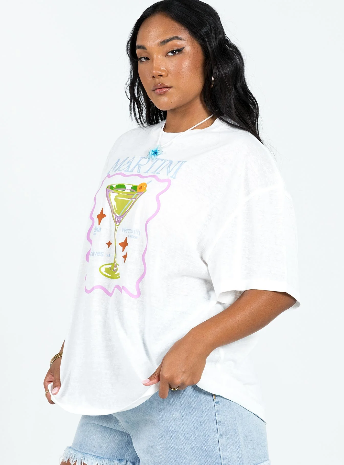 Martini Oversized Tee White - Image 4