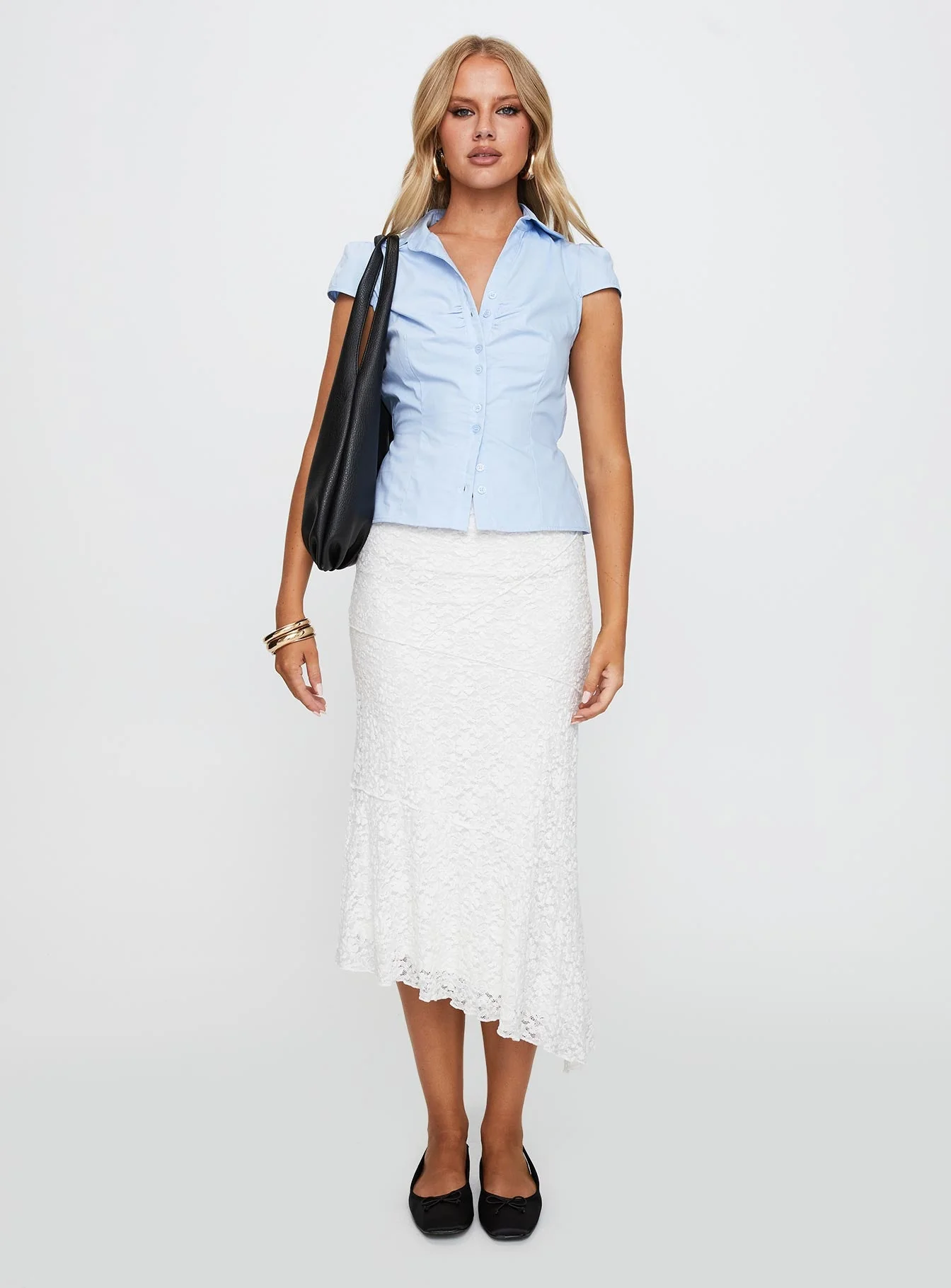 Mathylda Asymmetrical Lace Maxi Skirt White - Image 7