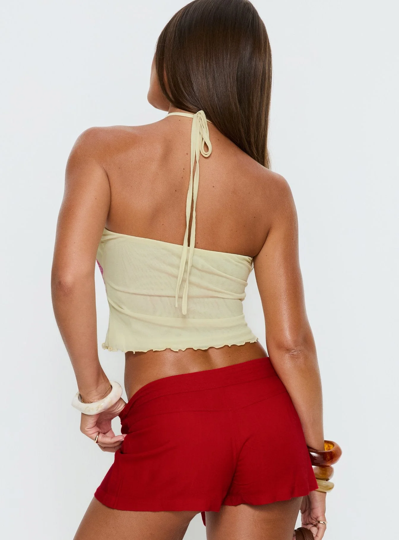 Maurissa Mesh Tie Neck Top Lemon Floral - Image 5