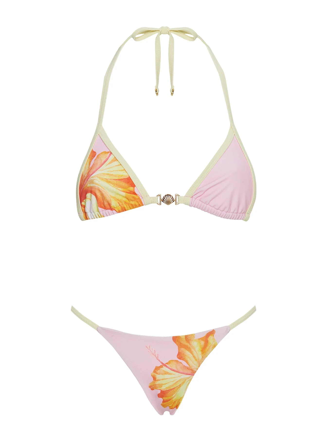 Maurita Hardware Halter Bikini Top Pink Floral - Image 5