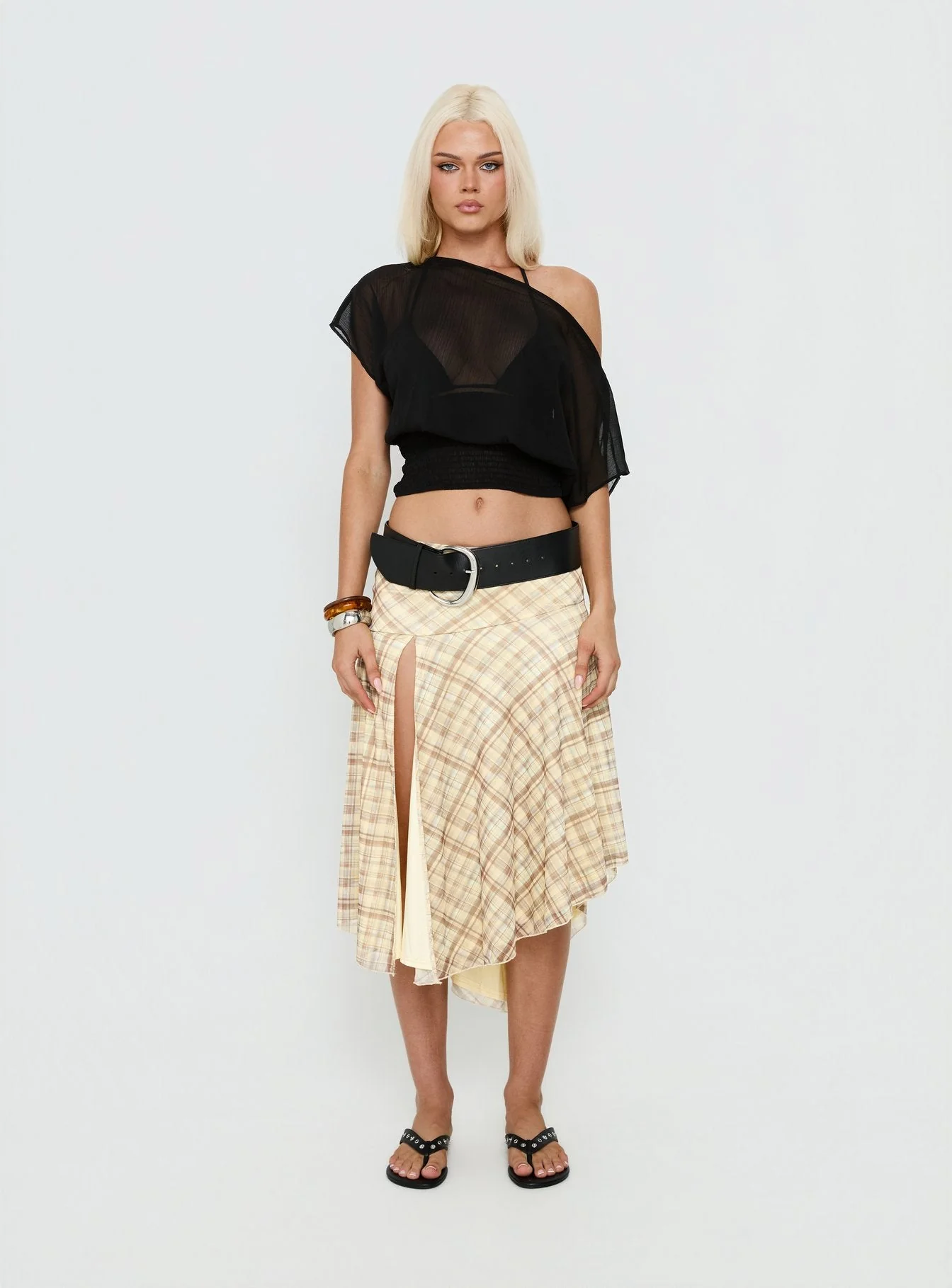 Maxtonn Sheer Off Shoulder Top Black - Image 6