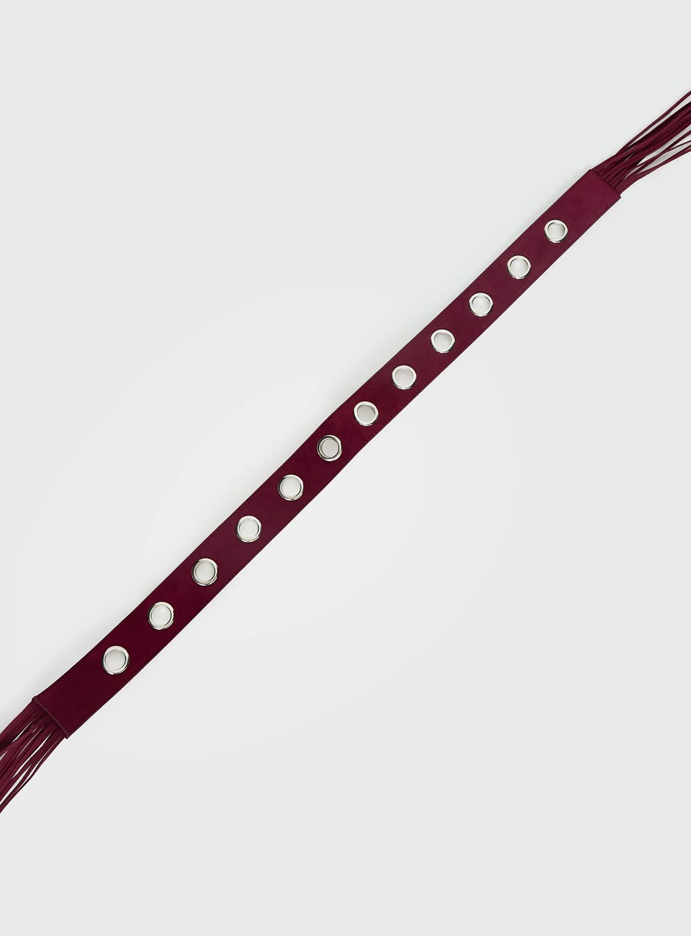 Maysie Faux Suede Tassel Belt Cherry - Image 3
