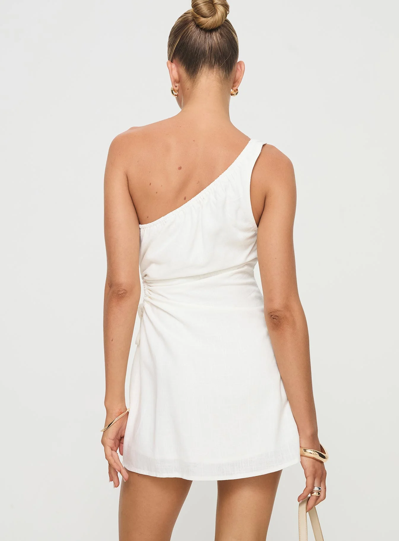 Mayzie One Shoulder Mini Dress White - Image 5