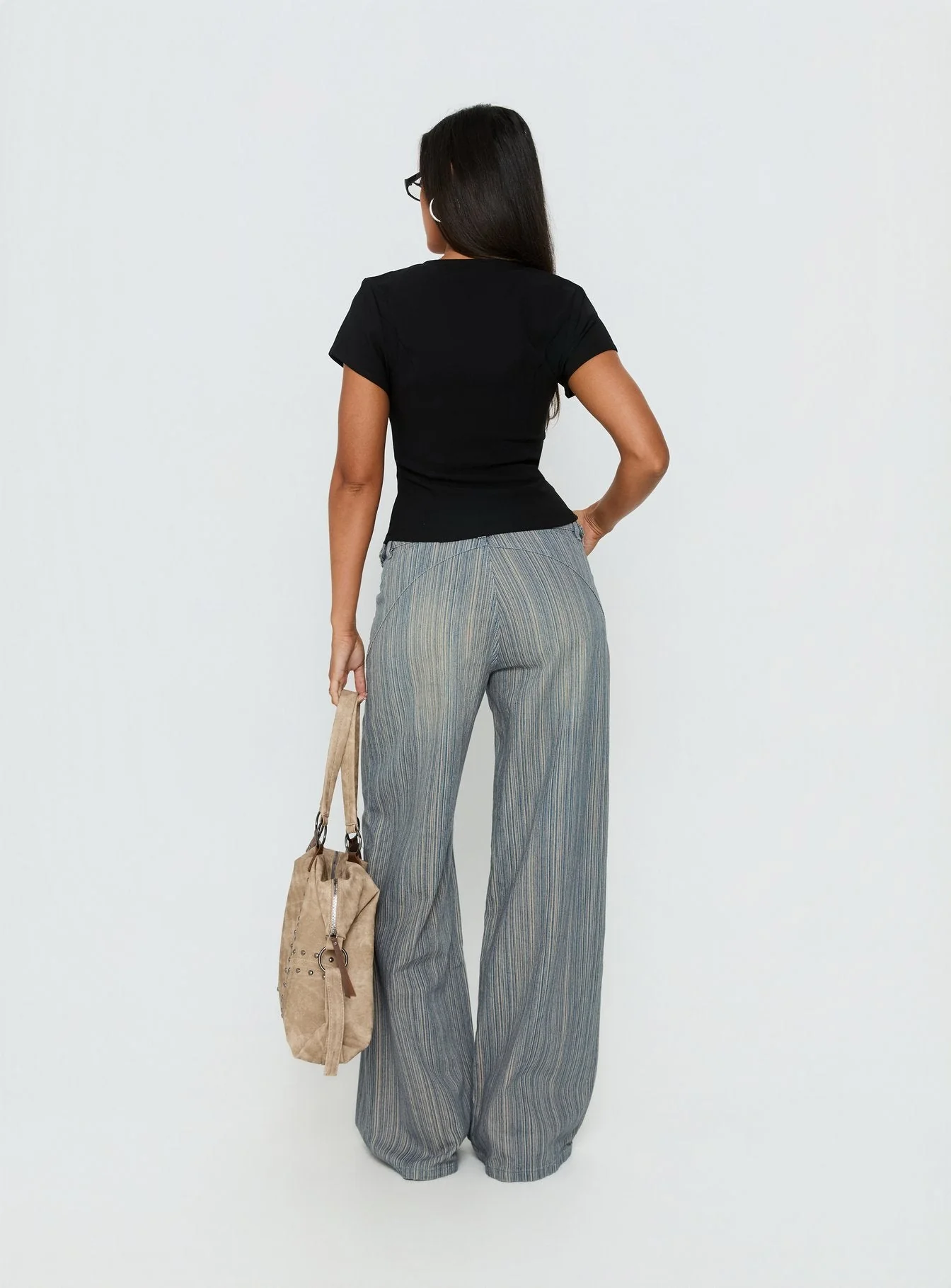 Mckinley Mid Rise Wide Leg Jeans Dark Blue Stripe - Image 5