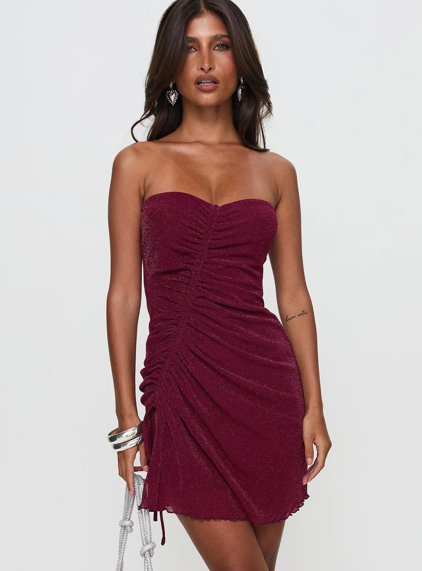 Me Again Strapless Mini Dress Burgundy - Image 2