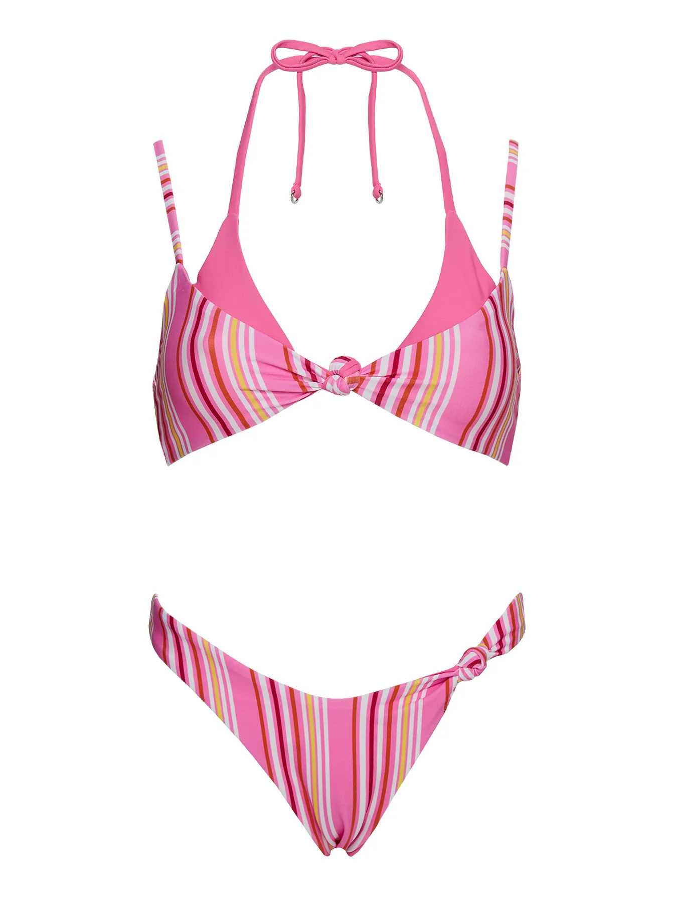 Melesa Knotted Cheeky Bikini Bottom Pink Stripe - Image 5