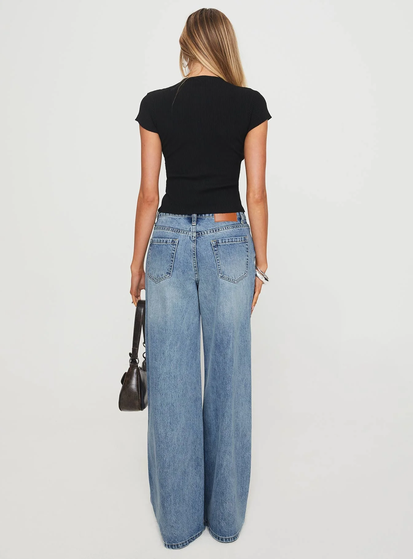 Mellowed Out Low Rise Straight Leg Jeans Mid Blue - Image 4