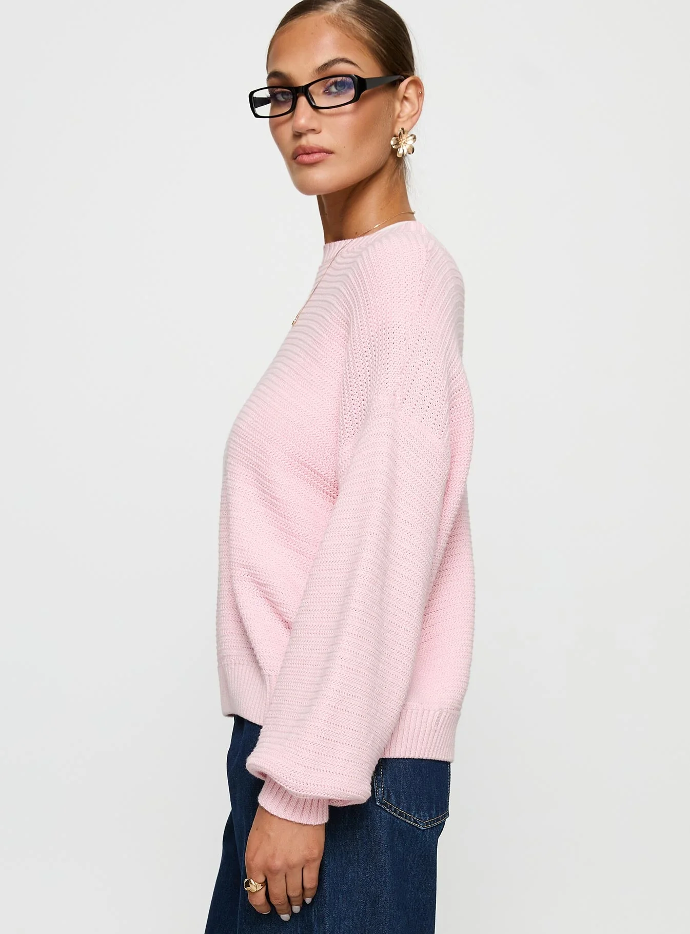 Melzo Crew Neck Knit Sweater Pink - Image 3