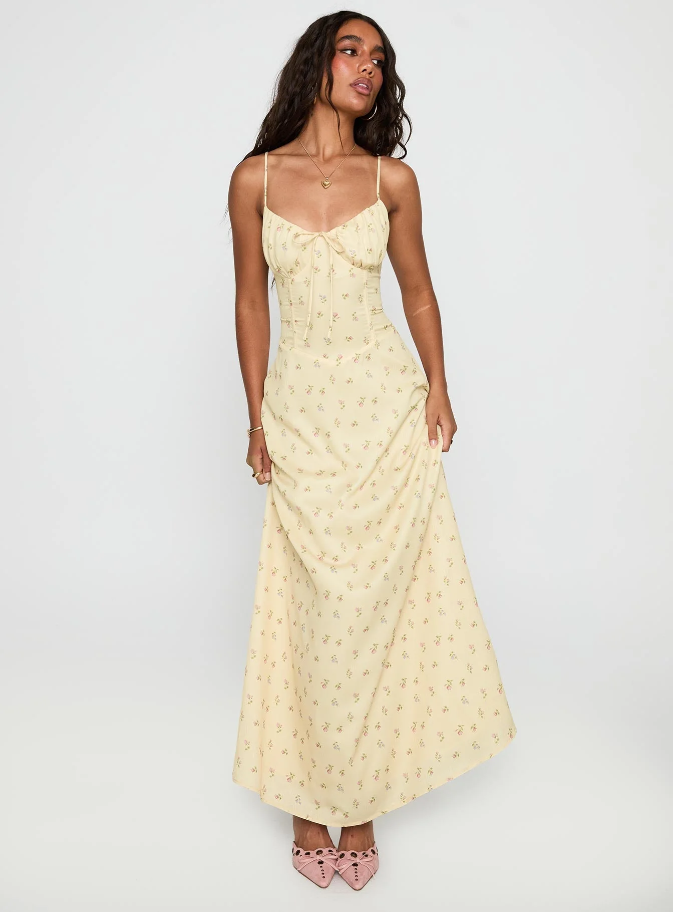 Members Only Maxi Dress Yellow Floral - Image 2