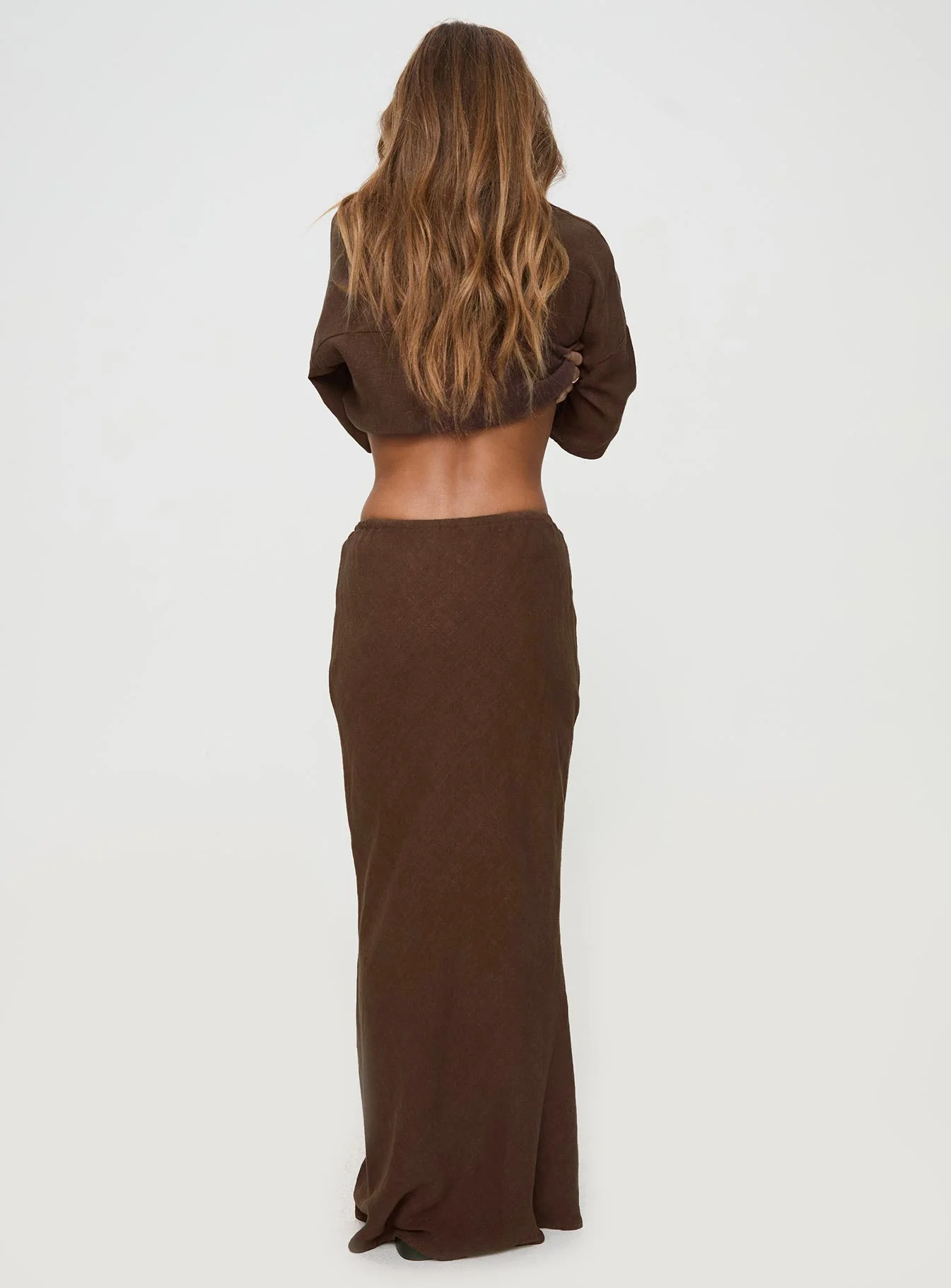 Mercer Linen Blend Maxi Skirt Chocolate - Image 5