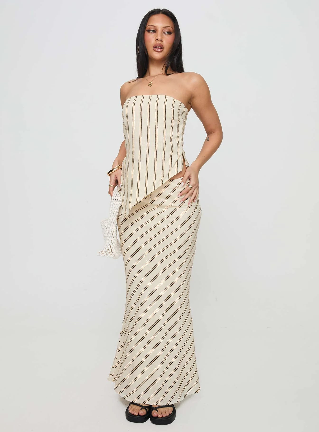 Mercer Linen Blend Maxi Skirt Cream - Image 2