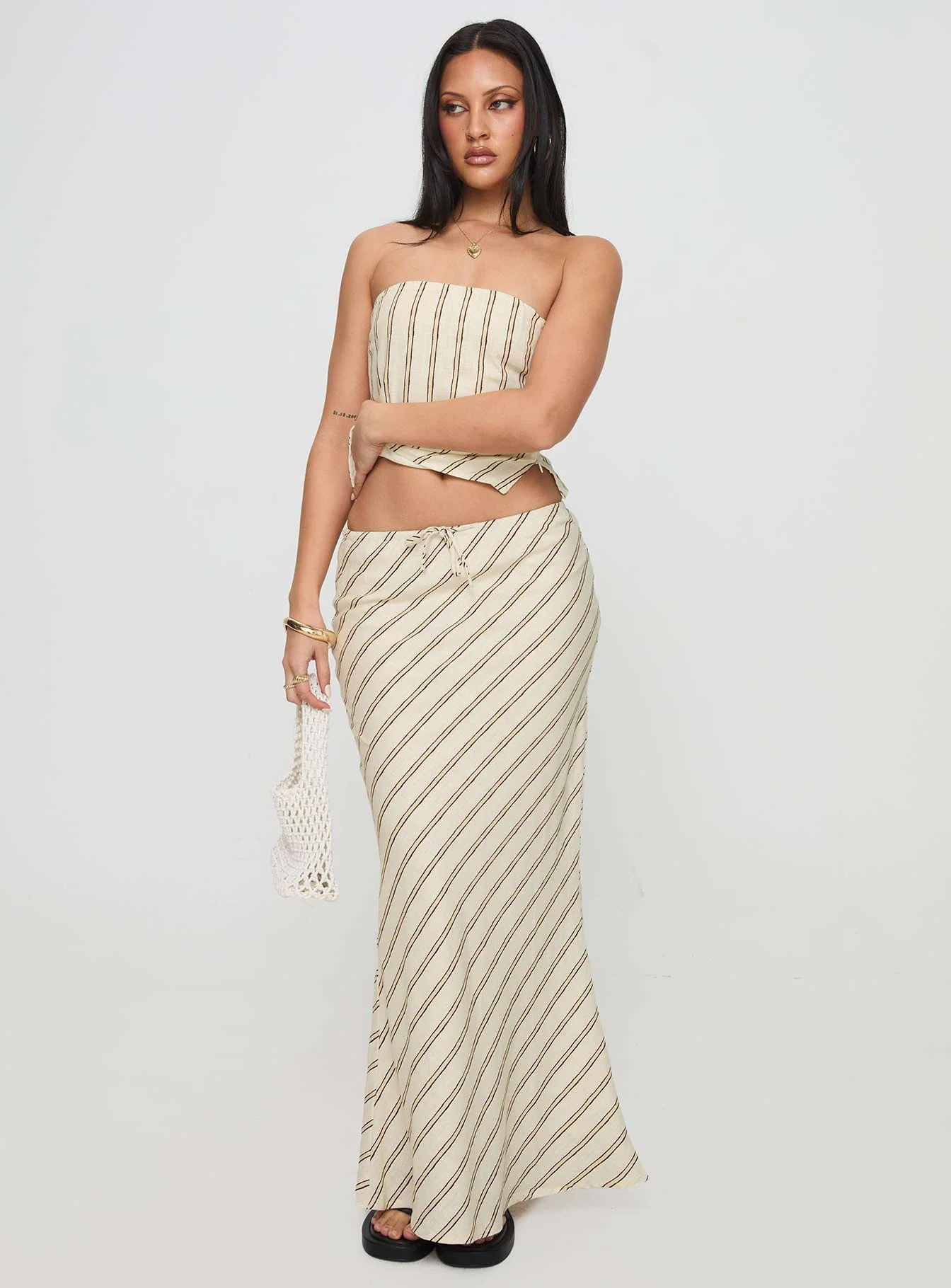 Mercer Linen Blend Maxi Skirt Cream - Image 3