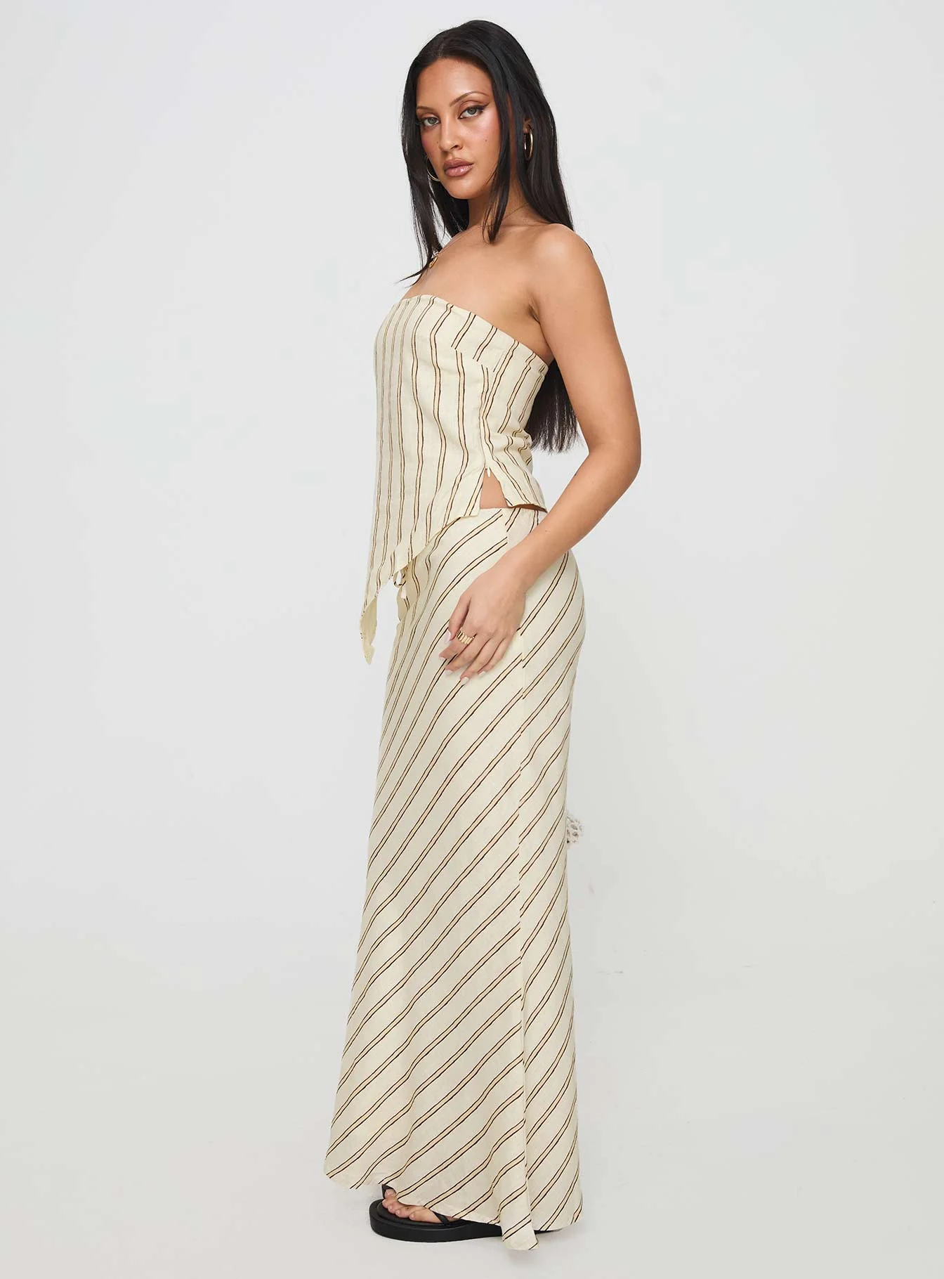 Mercer Linen Blend Maxi Skirt Cream - Image 4