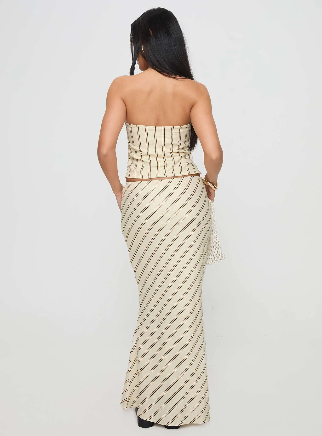 Mercer Linen Blend Maxi Skirt Cream - Image 5