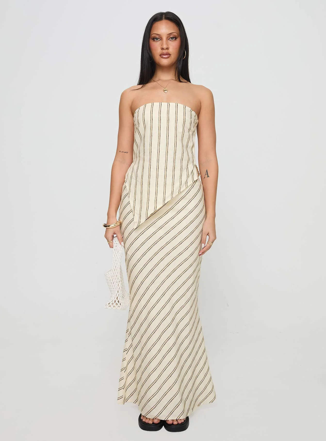 Mercer Linen Blend Maxi Skirt Cream - Image 7