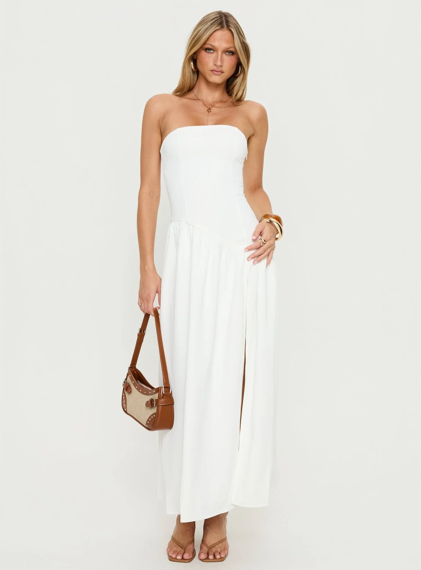 Meredithe Strapless Maxi Dress White - Image 3