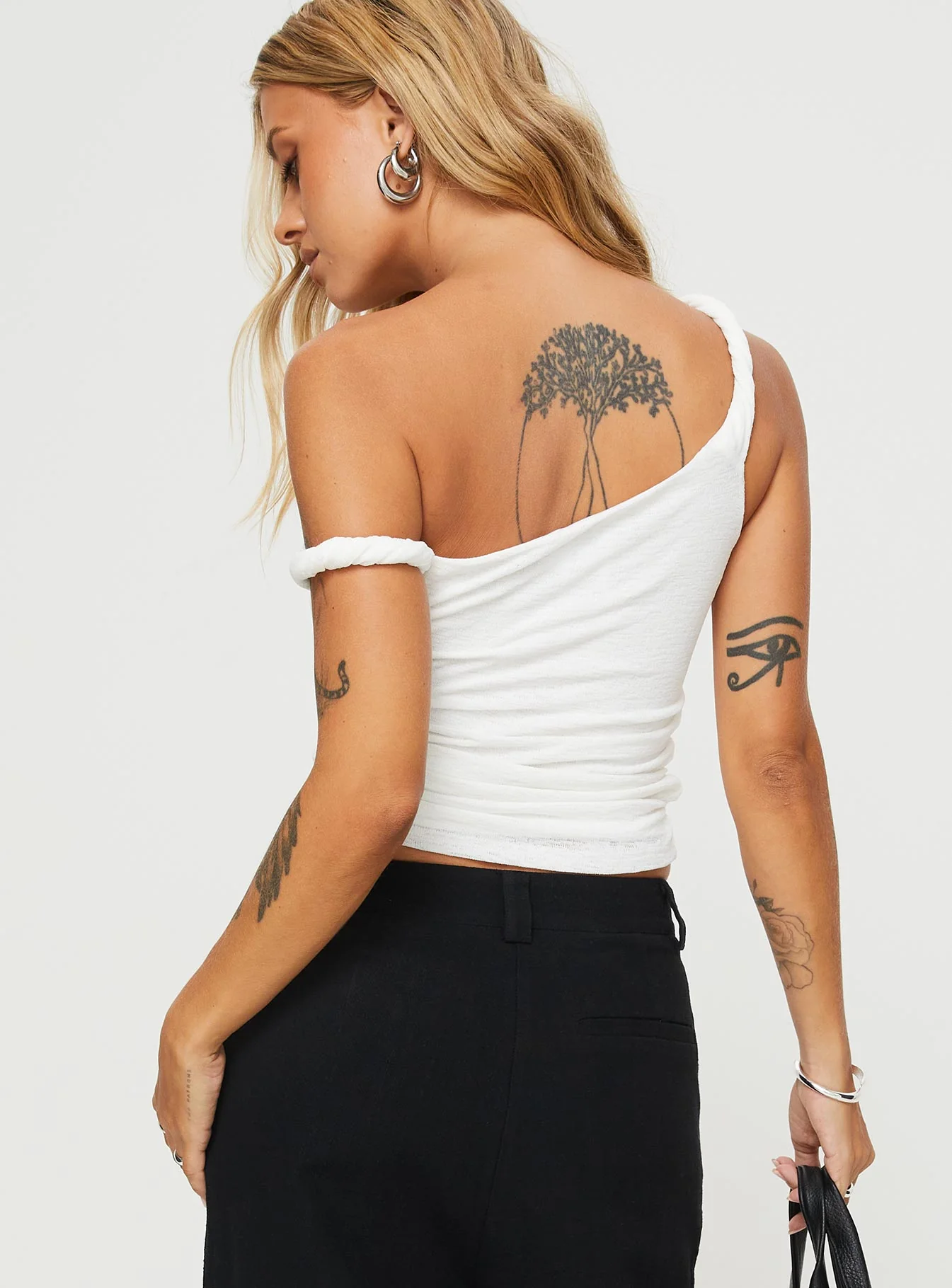 Messenger One Shoulder Top White - Image 5