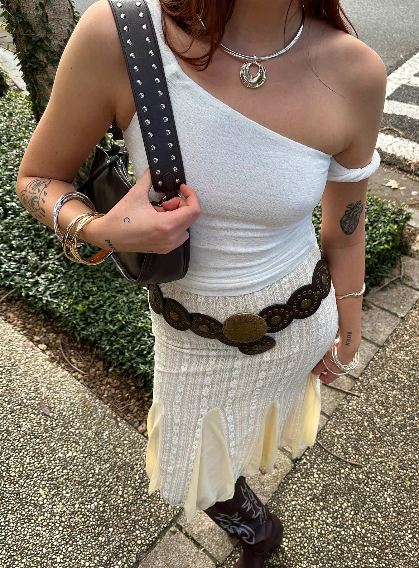 Messenger One Shoulder Top White - Image 9