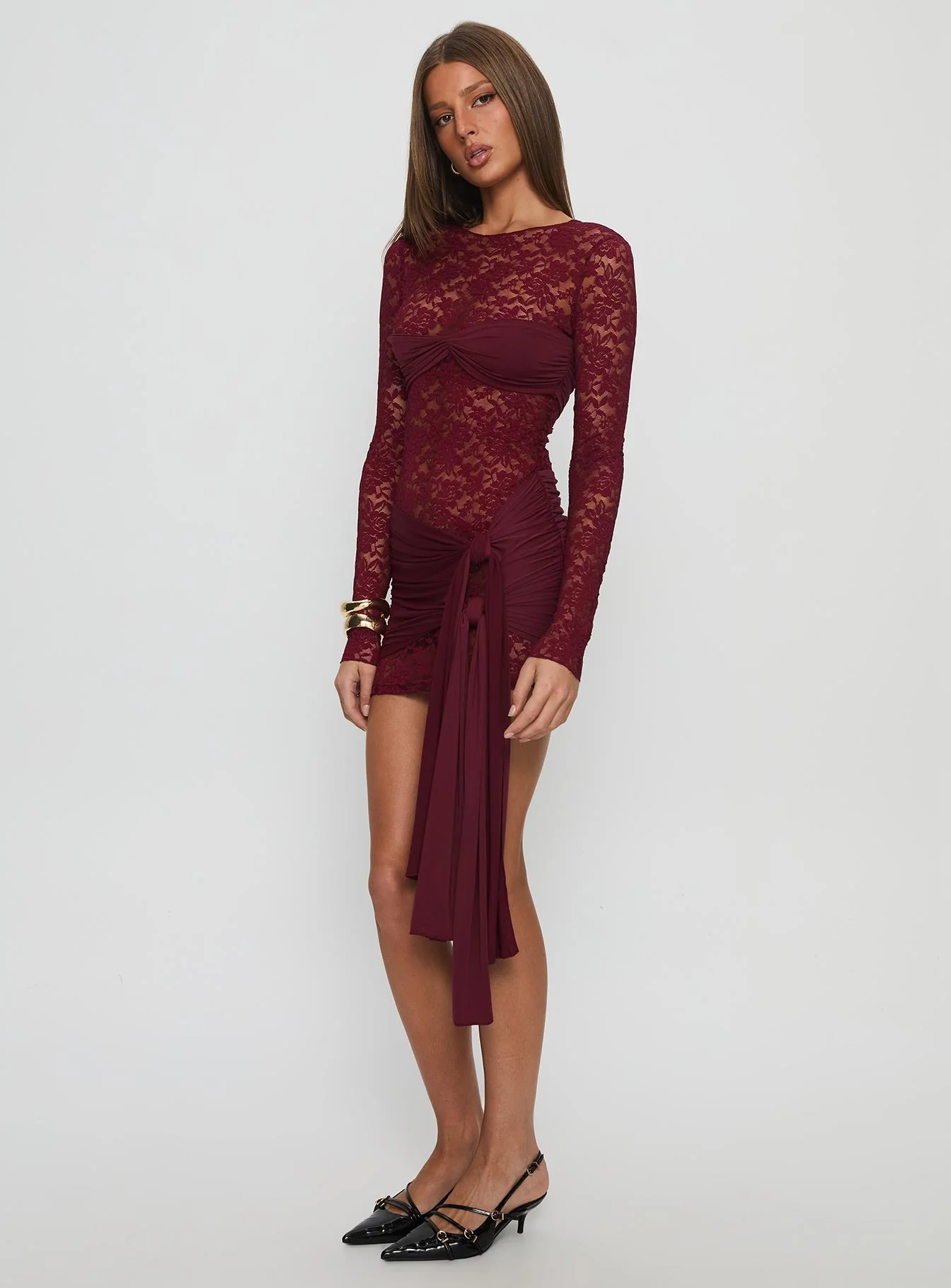 Midnight Long Sleeve Mini Dress Garnet - Image 4