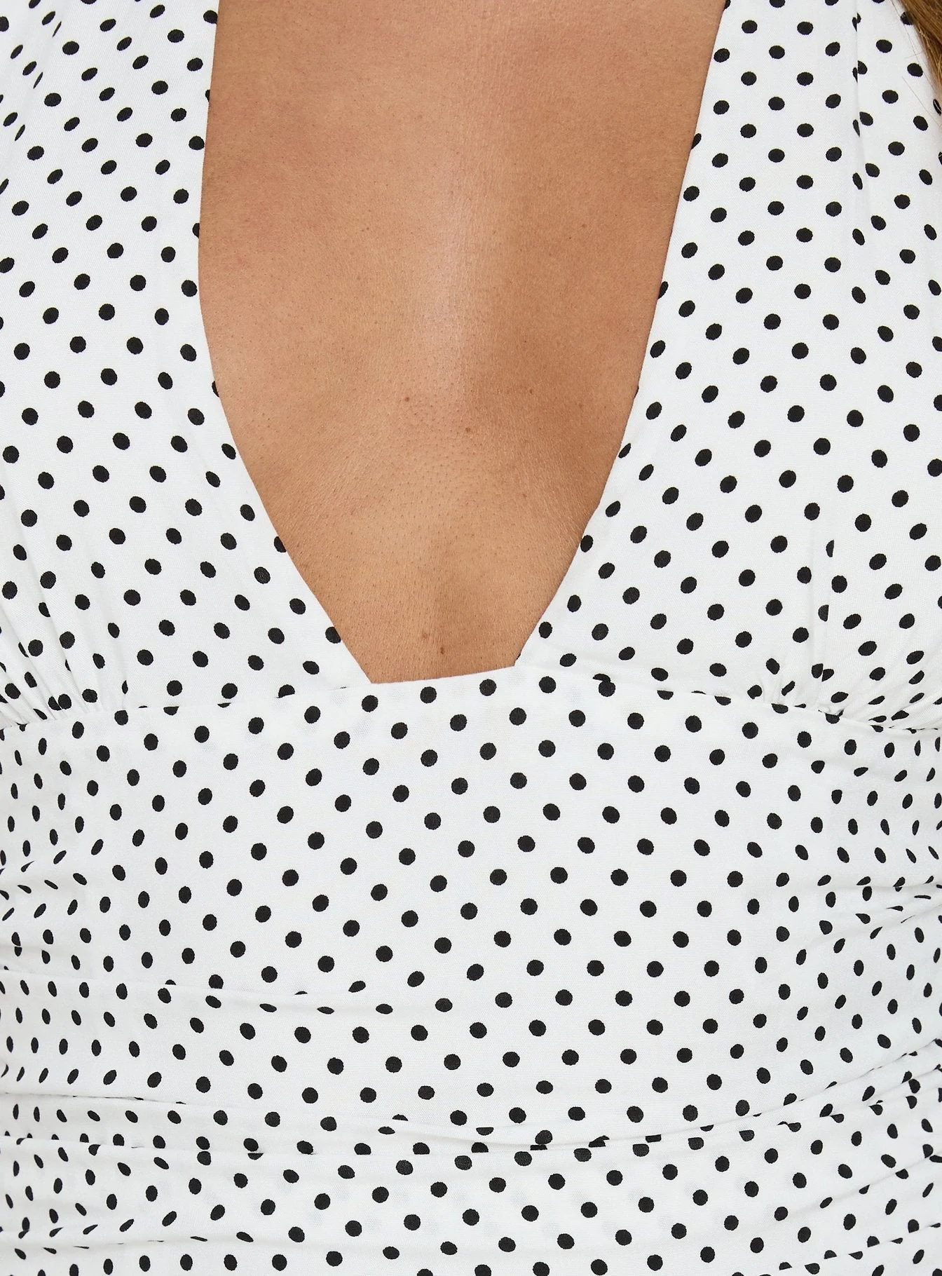 Millen Gathered Waist Halter Maxi Dress White Polka Dot - Image 6