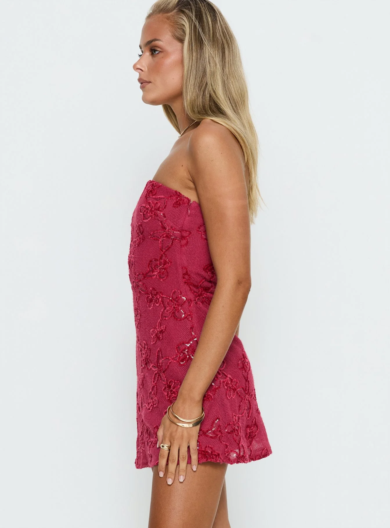 Mimosie Strapless Mini Dress Burgundy - Image 4