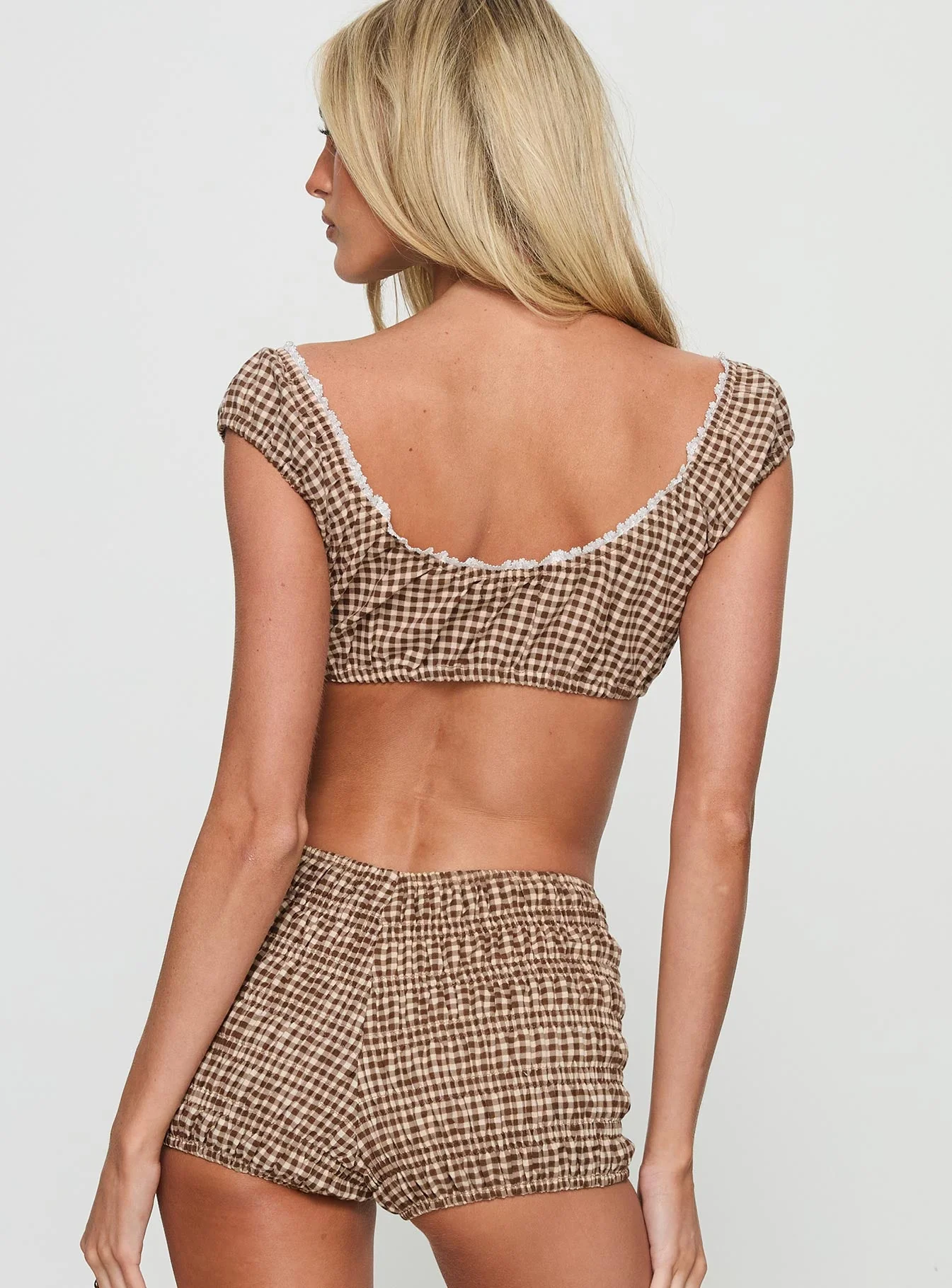 Mio Bralette Top Mini Gingham Brown - Image 5