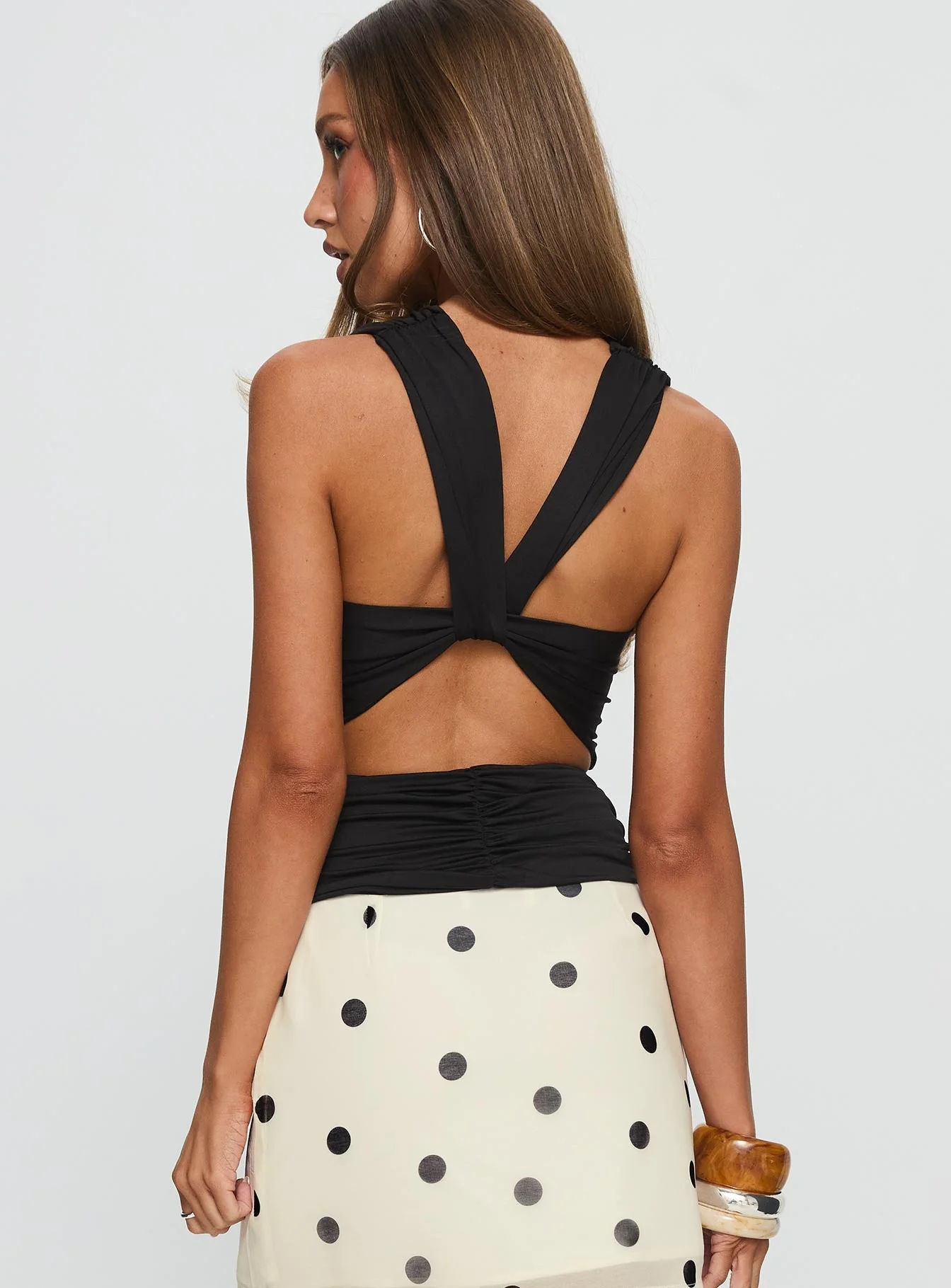 Miraculous Cowl Neck Twist Back Top Black - Image 5