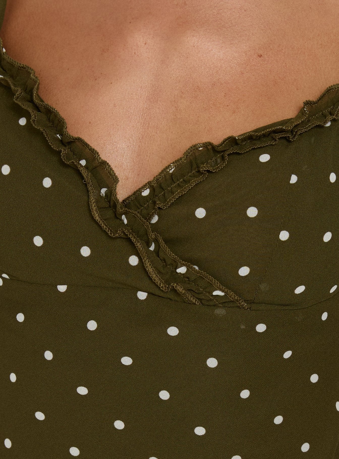 Mishy Scarf Detail Cami Top Olive Polka - Image 5